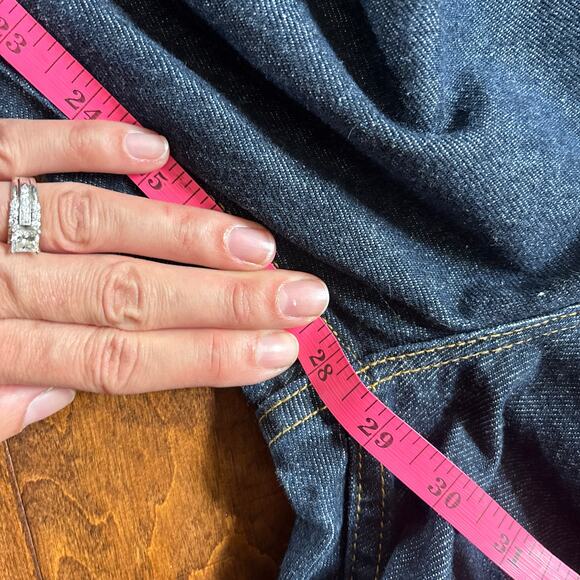 L.L.Bean High Rise Double L Comfort Waist Tapered Jeans Dark Blue Women 12 Pet - Picture 6 of 8